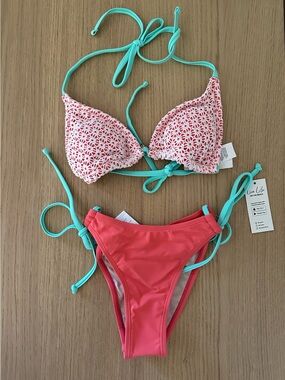 Coral & Mint Two-Piece Bikini Set